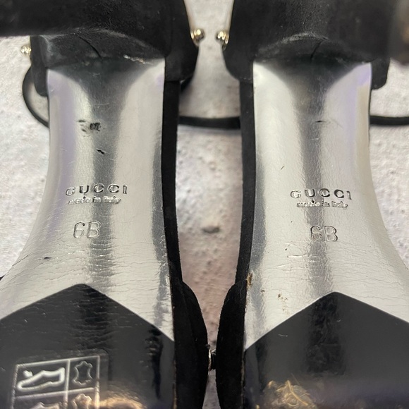 Gucci Mirror Metal Embossed Ankle Strap Heels (6B) - Picture 8 of 9